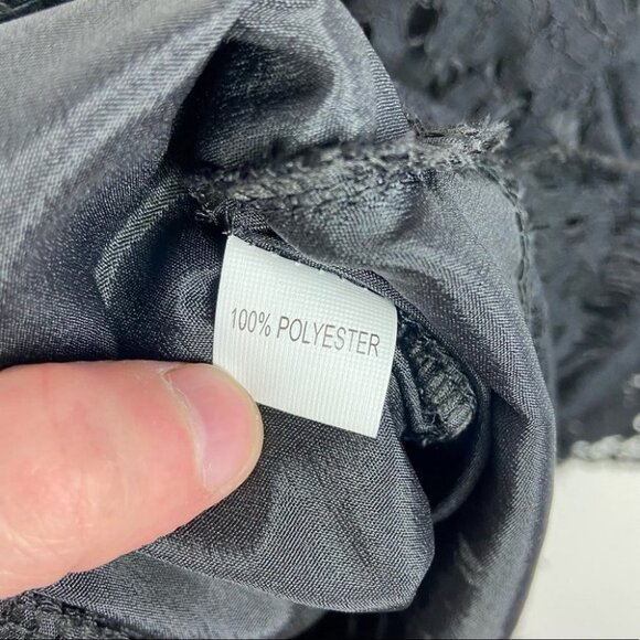 Oyamiki Short Sleeve Black Lace Crew Neck Blouse Top Size Large Romantic Boho L - Picture 10 of 14